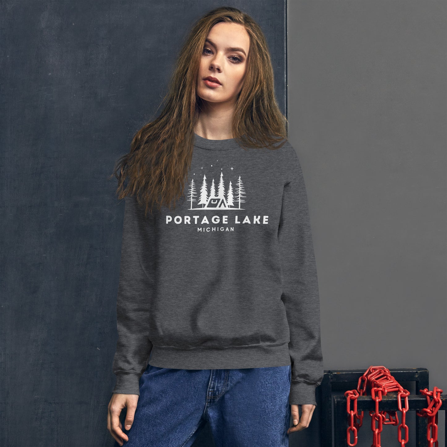 Portage Lake Night Campfire Sweatshirt