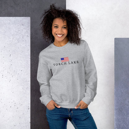 Torch Lake American Flag Sweatshirt