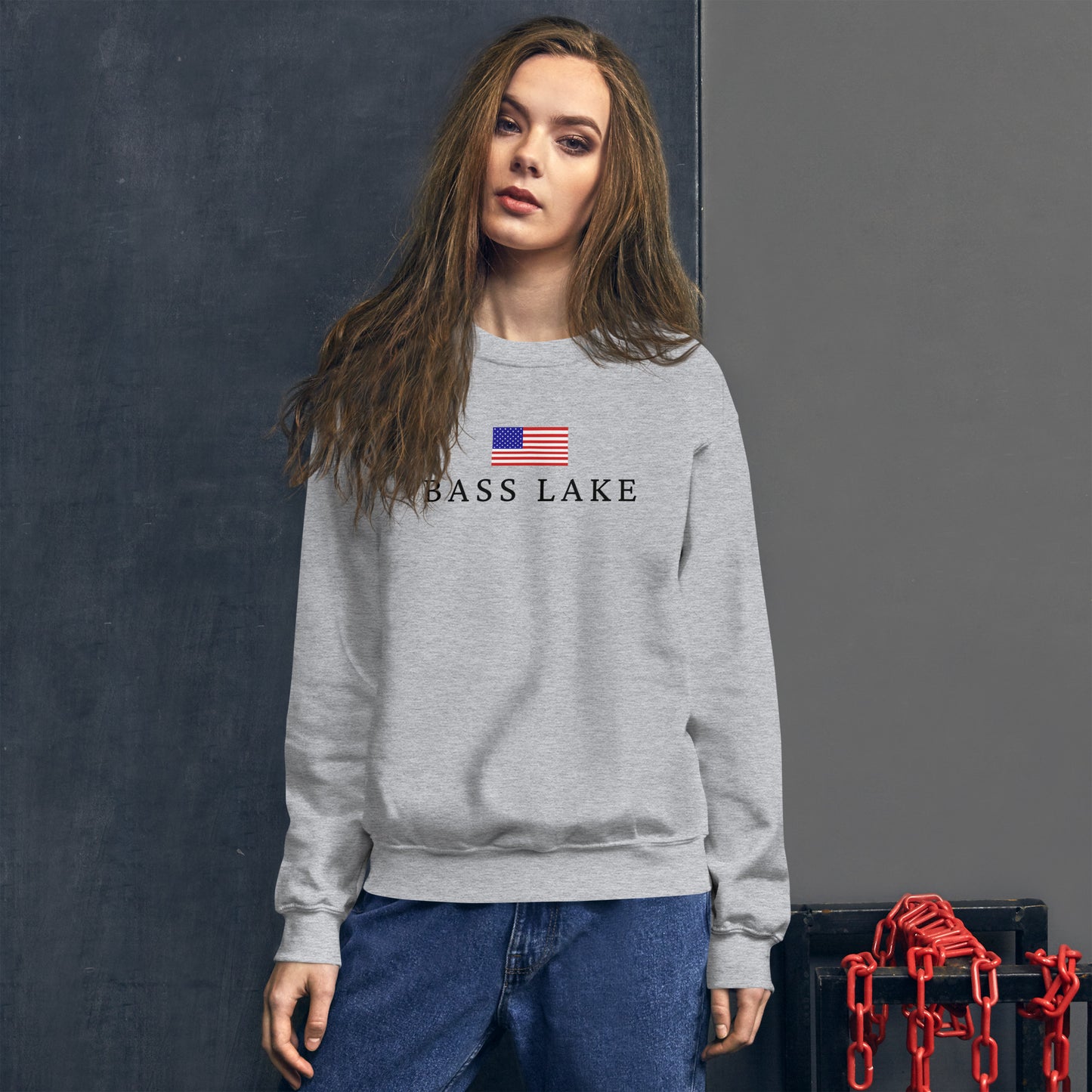 Bass Lake American Flag Sweatshirt