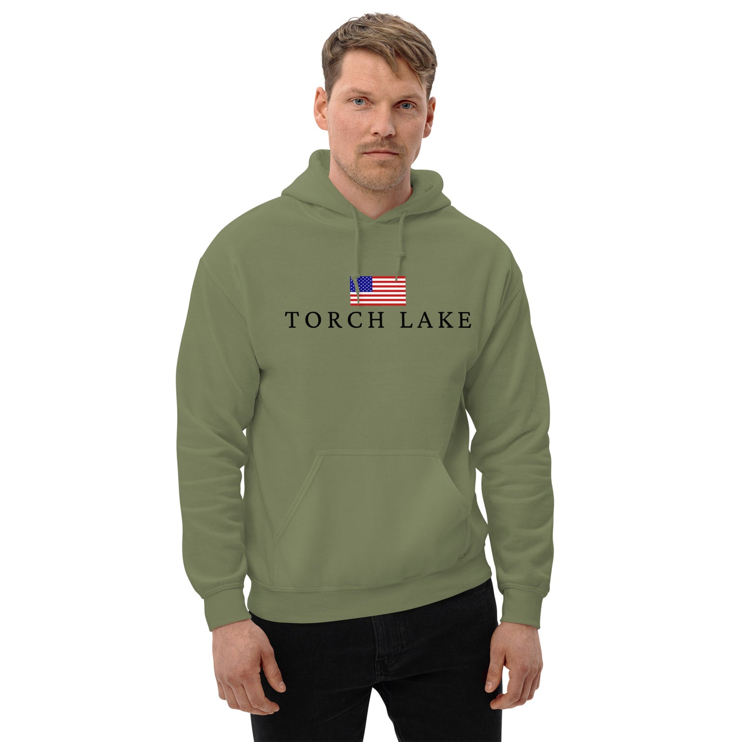 Torch Lake American Flag Hoodie