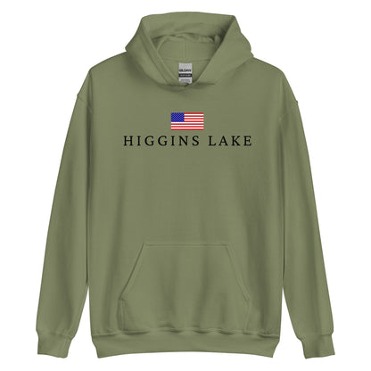 Higgins Lake American Flag Hoodie